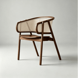 Nordic Rattan Armchair | Solid Wood Frame & Woven Backrest - StoolTopiaDining Chairs