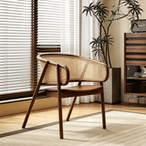 Nordic Rattan Armchair | Solid Wood Frame & Woven Backrest - StoolTopiaDining Chairs