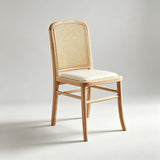 Nordic Rattan Dining Chair | Solid Wood Frame, Cane Back & Optional Upholstered Seat - StoolTopiaDining Chairs
