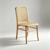 Nordic Rattan Dining Chair | Solid Wood Frame, Cane Back & Optional Upholstered Seat - StoolTopiaDining Chairs