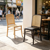 Nordic Rattan Dining Chair | Solid Wood Frame, Cane Back & Optional Upholstered Seat - StoolTopiaDining Chairs