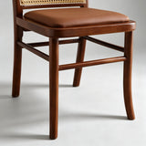 Nordic Rattan Dining Chair | Solid Wood Frame, Cane Back & Optional Upholstered Seat - StoolTopiaDining Chairs
