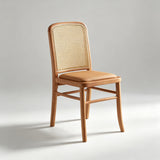 Nordic Rattan Dining Chair | Solid Wood Frame, Cane Back & Optional Upholstered Seat - StoolTopiaDining Chairs