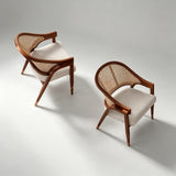 Nordic Rattan Dining Chair | Solid Wood Frame & Linen Cushion - StoolTopiaDining Chairs