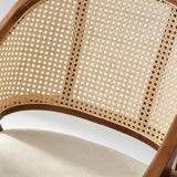 Nordic Rattan Dining Chair | Solid Wood Frame & Linen Cushion - StoolTopiaDining Chairs