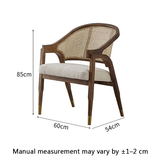 Nordic Rattan Dining Chair | Solid Wood Frame & Linen Cushion - StoolTopiaDining Chairs