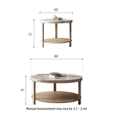 Nordic Solid Wood &amp; Sintered Stone Round Coffee Table Set - StoolTopia