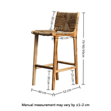 Nordic Solid Wood Bar Chair - Rattan Woven Seat with Backrest - StoolTopia