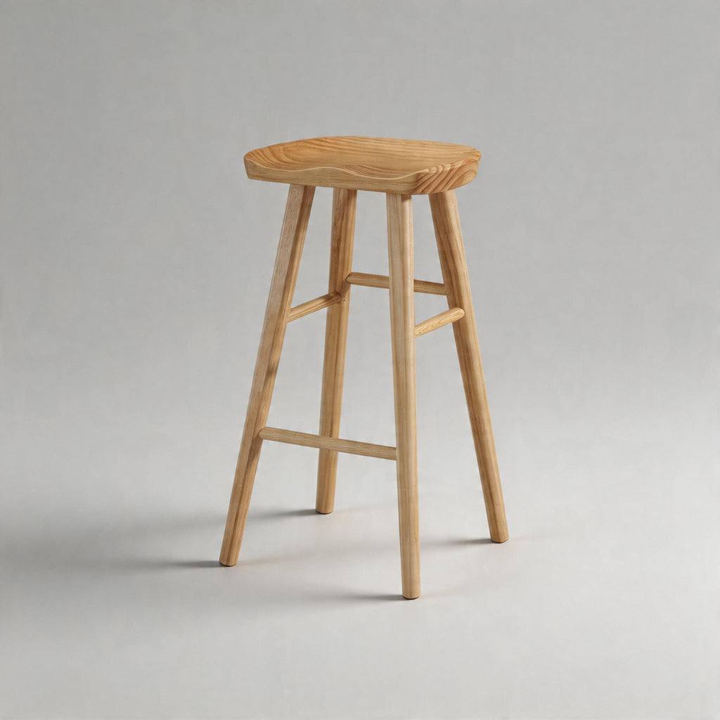 Nordic Solid Wood Bar Stool – Ergonomic Seat & Footrest | StoolTopia