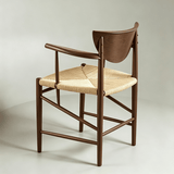 Nordic Solid Wood Dining Armchair – Curved Backrest, Solid Ash Frame, Handwoven Paper Cord Seat, Premium Construction - StoolTopia