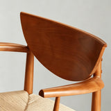 Nordic Solid Wood Dining Armchair – Curved Backrest, Solid Ash Frame, Handwoven Paper Cord Seat, Premium Construction - StoolTopia