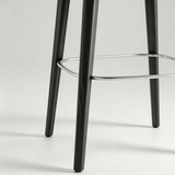 Nordic-Style Bar Stool with Curved Armrest – Ultra-Fiber Leather / Linen Fabric Options & Solid Wood Frame - StoolTopia