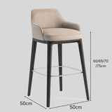 Nordic - Style Bar Stool with Curved Armrest – Ultra - Fiber Leather / Linen Fabric Options & Solid Wood Frame - StoolTopia