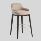 Nordic - Style Bar Stool with Curved Armrest – Ultra - Fiber Leather / Linen Fabric Options & Solid Wood Frame - StoolTopia
