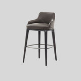 Nordic - Style Bar Stool with Curved Armrest – Ultra - Fiber Leather / Linen Fabric Options & Solid Wood Frame - StoolTopia