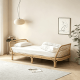 Nordic-Style Handwoven Rattan Daybed Sofa with Cushion (Multiple Sizes) - StoolTopia