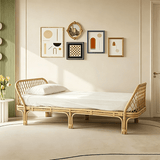 Nordic-Style Handwoven Rattan Daybed Sofa with Cushion (Multiple Sizes) - StoolTopia
