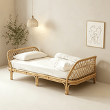 Nordic-Style Handwoven Rattan Daybed Sofa with Cushion (Multiple Sizes) - StoolTopia