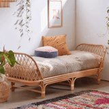 Nordic - Style Handwoven Rattan Daybed Sofa with Cushion (Multiple Sizes) - StoolTopia
