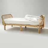 Nordic-Style Handwoven Rattan Daybed Sofa with Cushion (Multiple Sizes) - StoolTopia