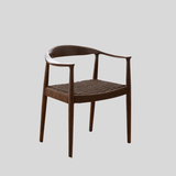 Nordic - Style Woven Seat Accent Chair with FAS Rubberwood - StoolTopia