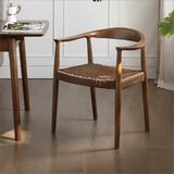 Nordic - Style Woven Seat Accent Chair with FAS Rubberwood - StoolTopia