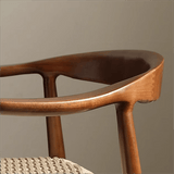Nordic - Style Woven Seat Accent Chair with FAS Rubberwood - StoolTopia