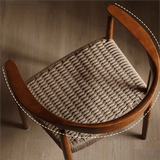 Nordic - Style Woven Seat Accent Chair with FAS Rubberwood - StoolTopia