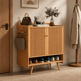 Nordic Walnut Solid Wood Shoe Cabinet - StoolTopia
