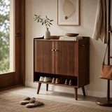 Nordic Walnut Solid Wood Shoe Cabinet - StoolTopia