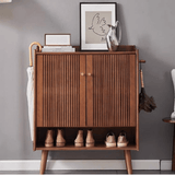 Nordic Walnut Solid Wood Shoe Cabinet - StoolTopia