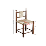 Wooden dining chair with a woven seat, showing 44 cm seat width, 42 cm seat depth, 46 cm seat height and 79 cm overall height.

