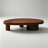 Pebble-Shaped Coffee Table - Solid Wood Top with Modern Metal Base - StoolTopia
