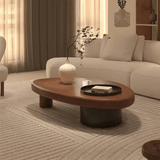 Pebble - Shaped Coffee Table - Solid Wood Top with Modern Metal Base - StoolTopia
