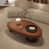 Pebble - Shaped Coffee Table - Solid Wood Top with Modern Metal Base - StoolTopia