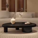 Pebble - Shaped Coffee Table - Solid Wood Top with Modern Metal Base - StoolTopia