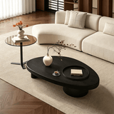 Pebble-Shaped Coffee Table - Solid Wood Top with Modern Metal Base - StoolTopia