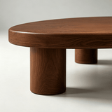 Pebble-Shaped Coffee Table - Solid Wood Top with Modern Metal Base - StoolTopia