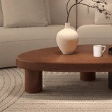 Pebble - Shaped Coffee Table - Solid Wood Top with Modern Metal Base - StoolTopia
