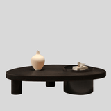 Pebble - Shaped Coffee Table - Solid Wood Top with Modern Metal Base - StoolTopia