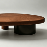 Pebble-Shaped Coffee Table - Solid Wood Top with Modern Metal Base - StoolTopia