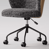 Premium Linen & Leather Upholstered Study Task Chair - StoolTopia