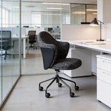 Premium Linen & Leather Upholstered Study Task Chair - StoolTopia
