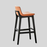 Premium Microfiber Leather Bar Stool with Ergonomic Backrest – Solid Ash Wood Frame - StoolTopia