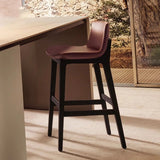 Premium Microfiber Leather Bar Stool with Ergonomic Backrest – Solid Ash Wood Frame - StoolTopia