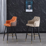 Premium PU Leather Tufted Bar Stool with Armrest – Carbon - Steel Frame & 300 kg Load Capacity - StoolTopia