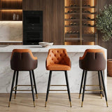 Premium PU Leather Tufted Bar Stool with Armrest – Carbon-Steel Frame & 300 kg Load Capacity - StoolTopia