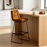 Premium Upholstered Bar Stool with Metal Frame - Modern Kitchen Counter Chair - StoolTopia