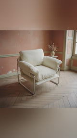 Modern Retro Lounge Armchair with Chrome Frame