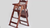 Foldable Solid Wood Baby High Chair | Convertible Toddler Dining Chair & Step Stool